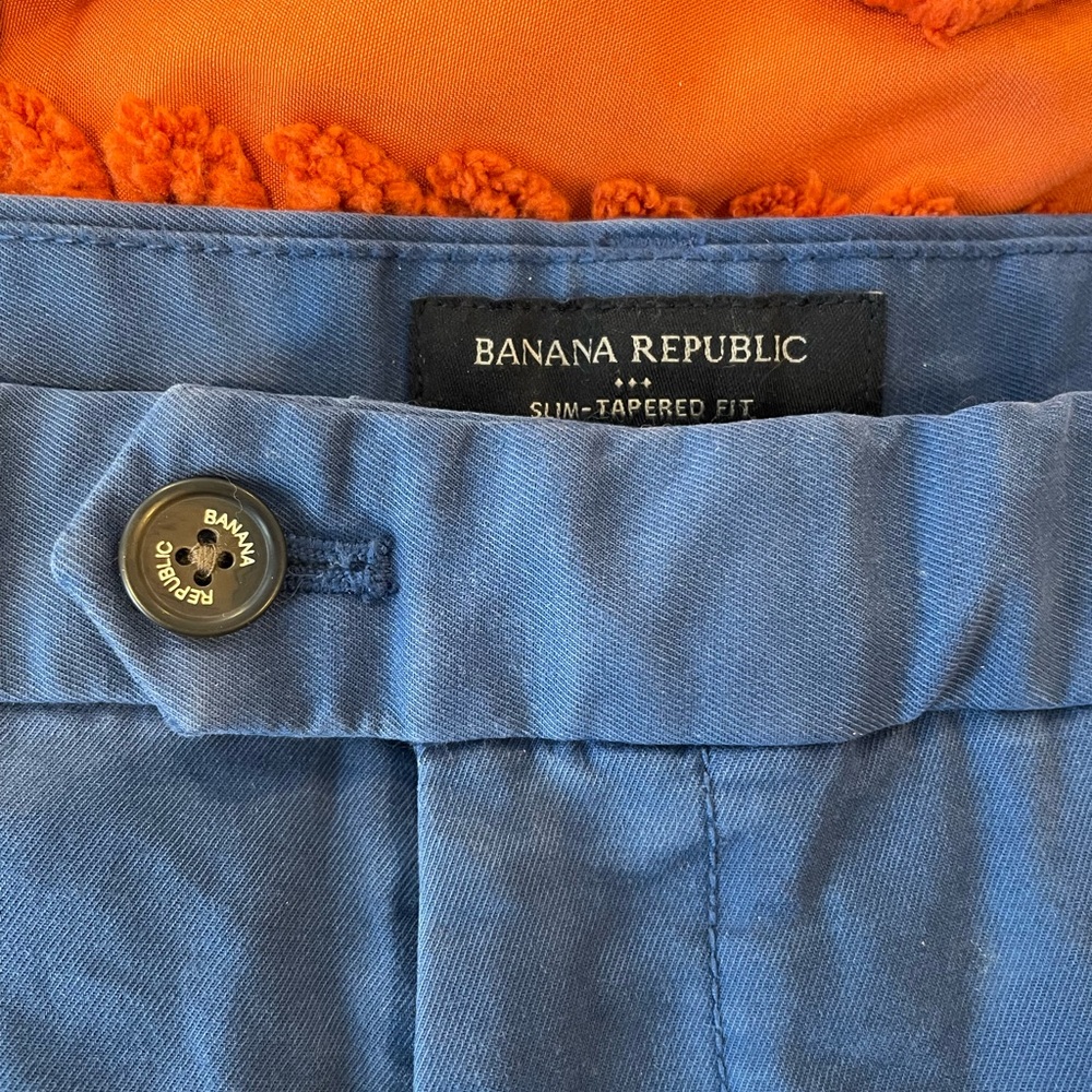 Banana Republic Men’s 42x32 Blue Slim-Tapered Cotton-Blend Dress Pants